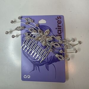 Claire's Silver Floral Hair Comb with Crystal Details